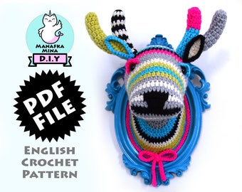 CROCHET PATTERN, DIY, Faux Deer Head, Crochet Taxidermy, Crochet Deer, Amigurumi Crochet Pattern of Faux Taxidermy Deer Head by Manafka Mina