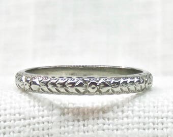antique wedding band in 18k white gold edwardian orange blossom design vintage wedding ring - Antique Wedding Ring antique wedding band in 18k white gold edwardian orange blossom design vintage wedding ring - Antique Wedding Ring