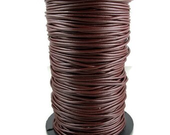 Premium Greek Leather Cord, Bordeaux Reddish Brown, 1.9mm, 2 yards (6 feet)