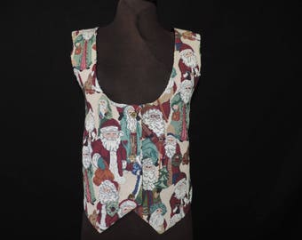 vintage ugly christmas vest tapestry st. nick santa claus unisex plus size XL