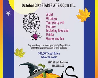 Halloween Flyer, Flyer Design, Party Flyer, Fall Festival Flyer, Autumn Flyer, Premade Flyer, You Print, Printable Flyer