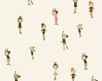 Tiger Lily Ballerinas Cream Fabric 1/2 yard by Heather Ross for Windham