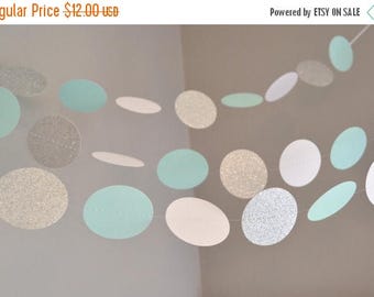 SummerSale Breakfast at Tiffany's Theme Robin's Egg Blue Paper Garland for your baby shower, birthday party, bridal shower, wedding, wedding