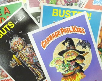 Vintage Garbage Pail Kids Large 5X7 Creepy Sticker Lot (10) Each Topps Chewing Gum 1980's Sticky Paper Fun