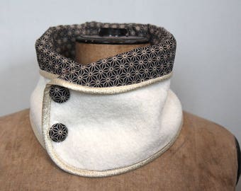 White Shashiko BOILED wool collar