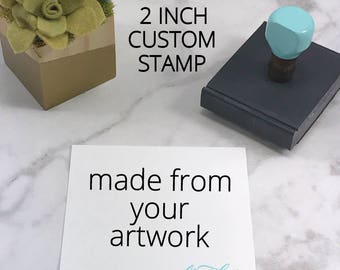 2 inch Custom Rubber Stamp, Logo Stamp, Your 'Design' Stamp, Robins Egg Blue, Wooden Rubber Stamp, Personalized Rubber Stamp, Logo Stamp