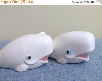 50% OFF Whale Salt and Pepper Shakers - Japan Ceramic Collectible Ocean Fish Retro Pair