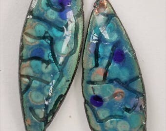 Enamel Jewelry Findings Embossed WIllow Leaf Drop 2017 F-710