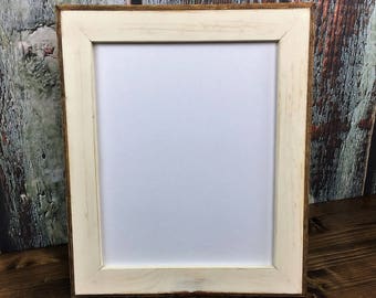 11 x 14 Picture Frame, Cream Rustic Weathered With Routed Edges, Home Decor, Rustic Home Decor, Wooden Frame, Rustic Frame, Rustic Wood