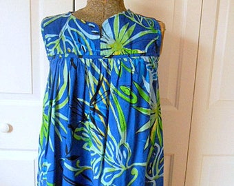 Vintage tropical print Cotton maxi Sundress
