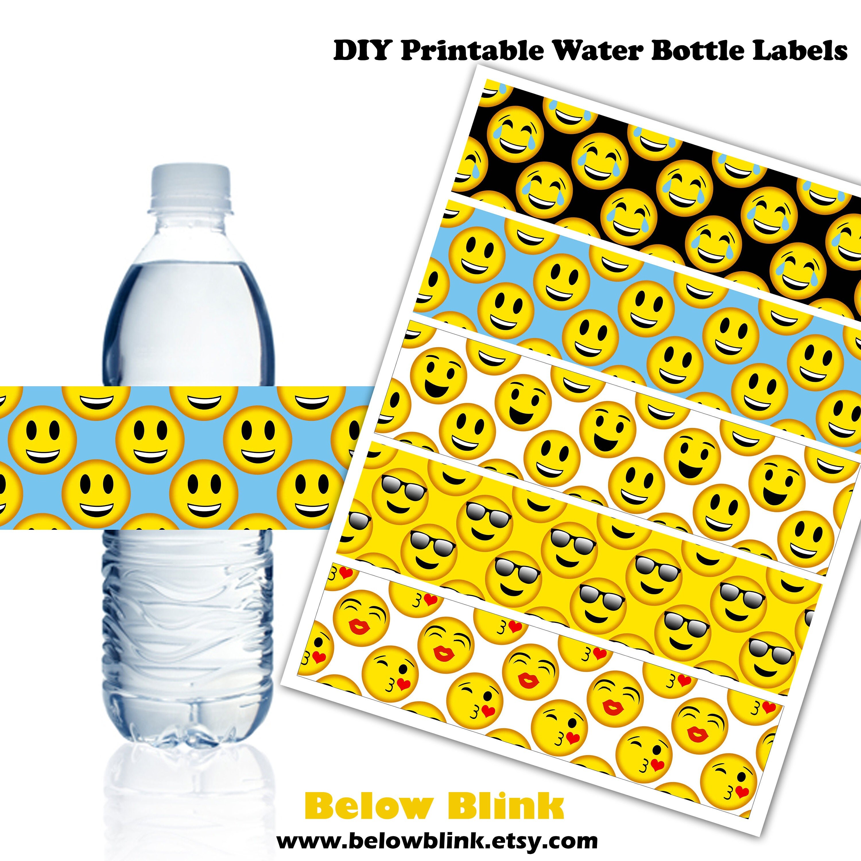 Emoji Water Bottle Labels Smiley Printable Water Bottle