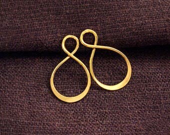 2 of 925 Sterling Silver 24k Gold Vermeil Style Infinity Links, Connectors 12x20mm. Polish Finished :vm1059