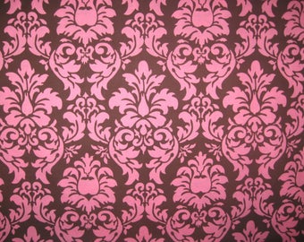 Michael Miller Dandy Damask brown pink 1 yard new