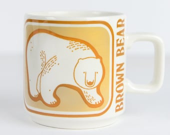 vintage mug, Brown Bear Mug, Critters Series, Crown Lynn, New Zealand, vintage kitchen, vintage mug, animal mug, collectible mug, critters