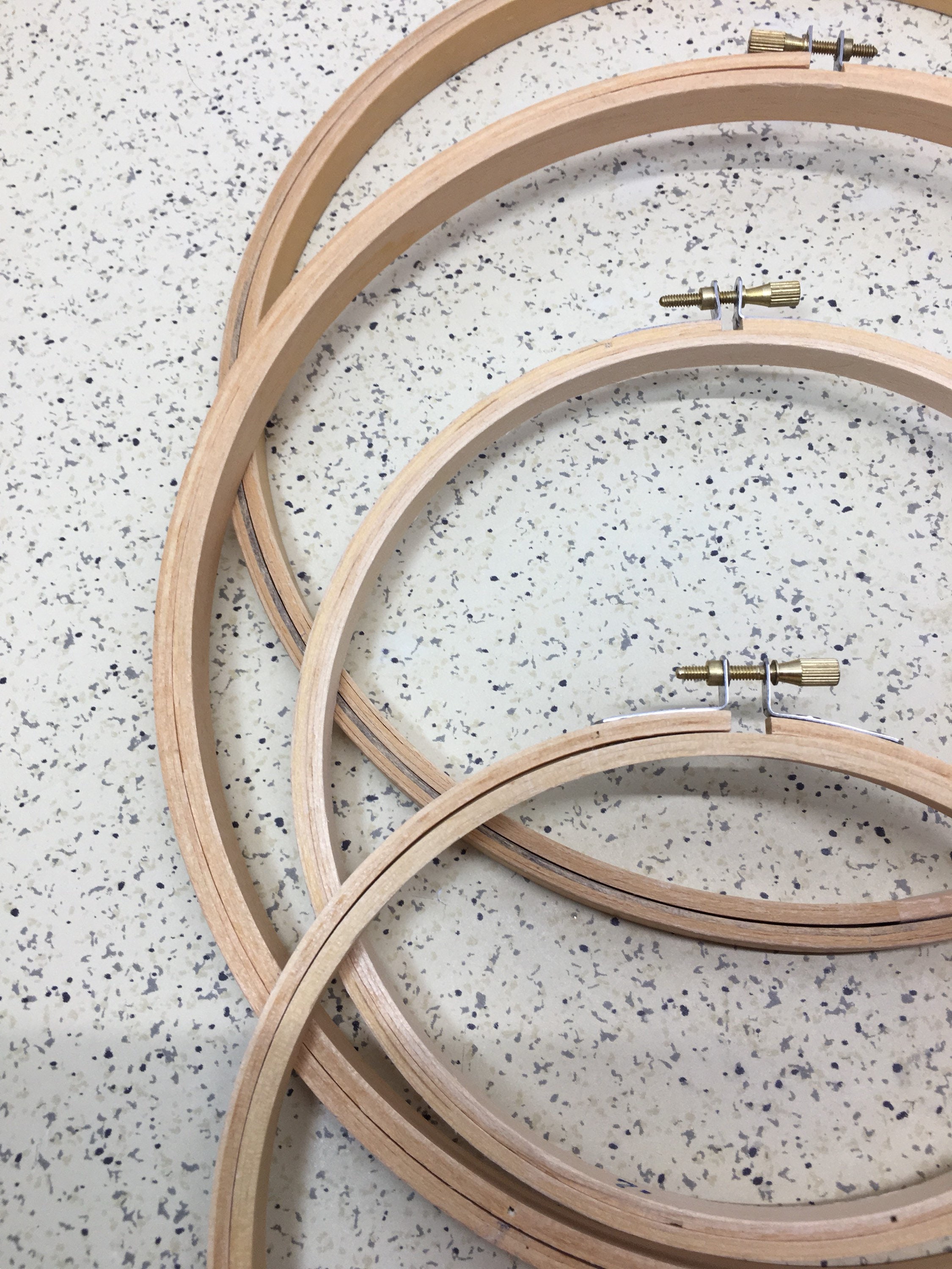 WOODEN EMBROIDERY HOOPS Set of 4 2 Each 7" and 10" from