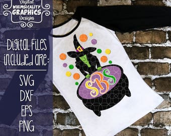 Witch's Cauldron for Monogram with svg, dxf, png and eps Commercial & Personal Use