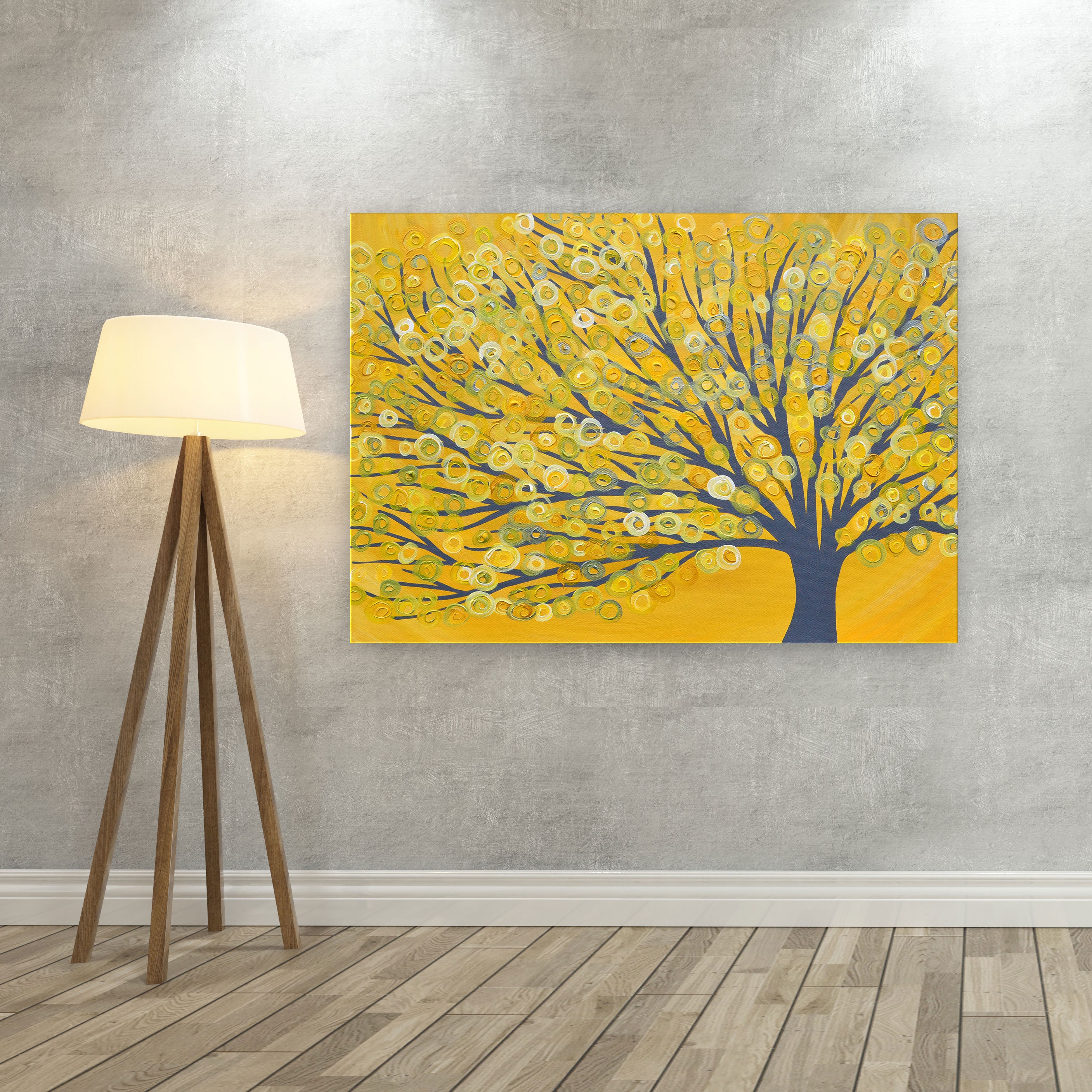 Yellow Canvas Picture Yellow & Grey Tree Canvas Print
