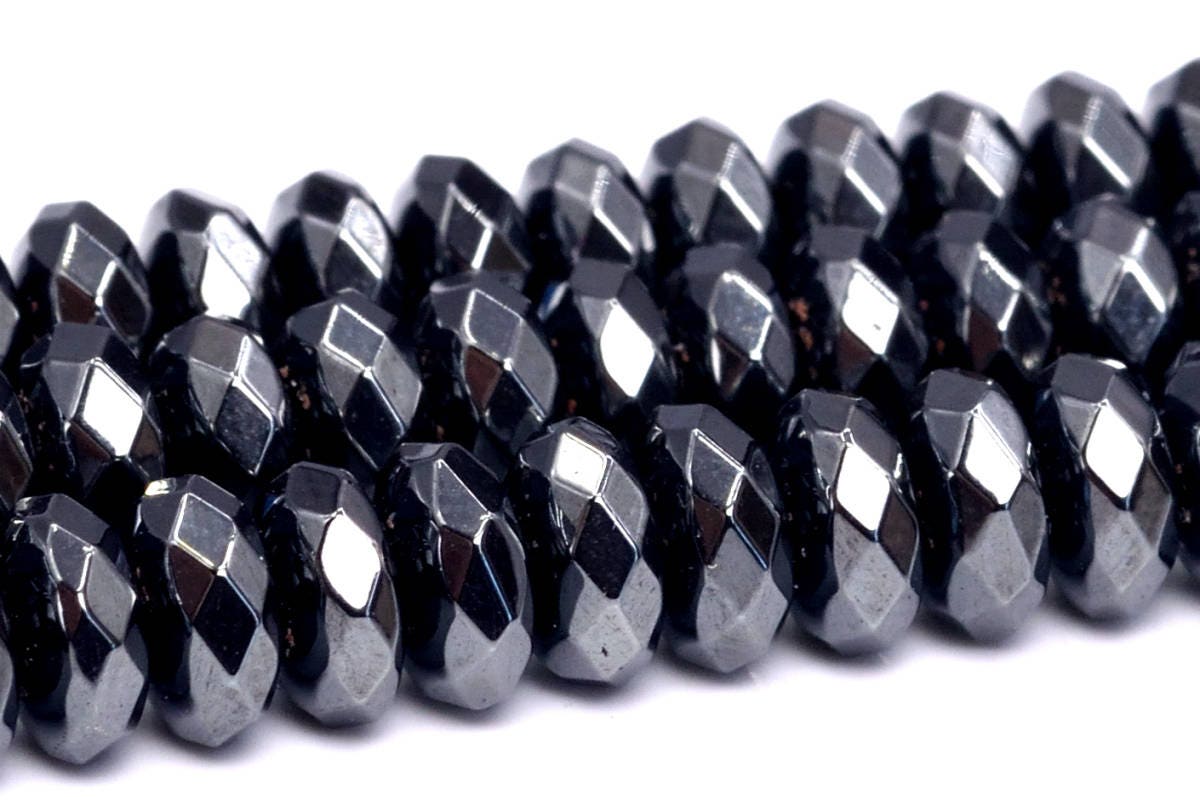 6x3MM Black Hematite Beads Grade AAA Natural Gemstone Full