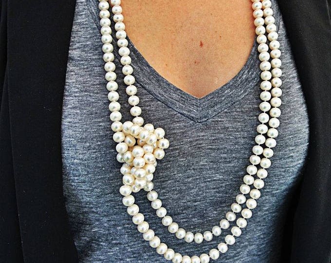 Very long Pearl Necklace,long pearl necklace,Rice Pearl Necklace 67 inche ,Bridesmaid gift,Wedding gift,layer pearl necklace,Christmas gift