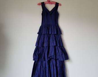 Vintage 1950s Does Victorian Blue Ball Gown Vintage 1950s Does Victorian Blue Ball Gown