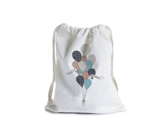 Happy Birthday BALLOONS Canvas Gift Bag