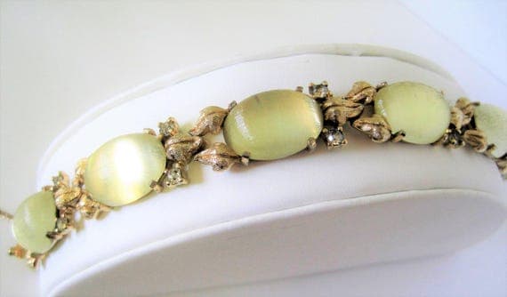 Joseph Mazer Bracelet - Citrine Cabachon Links - Gold Tone Setting - safety Chain