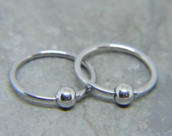 Nipple Rings SET of 2 - Simple Plain Bead Captive Ring - CBR 16G or 14G 3/8" 7/16" 1/2" 5/8" Nipple Bars - Captive Bead Ring Any Piercing