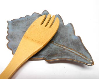 Leaf Spoon Rest Pottery Leaf Dish Ceramic Leaf Spoon Rest Leaf Trinket Dish Ceramic Oak Leaf Dish Pottery Spoon Rest Leaf Dish in Blue