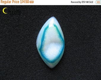 45%SALE White blue Druzy Freeform Cabochon 27x51x8mm