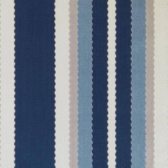 Blue Grey Velvet Stripe Upholstery Fabric Modern Navy Blue