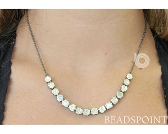 Pave Diamond Necklace, Pave Rose Cut Diamond Necklace w/Diamond Clasp, Adjustable to 16 and 18 inches, Pave Rose Cut Necklace, (DCH-059)