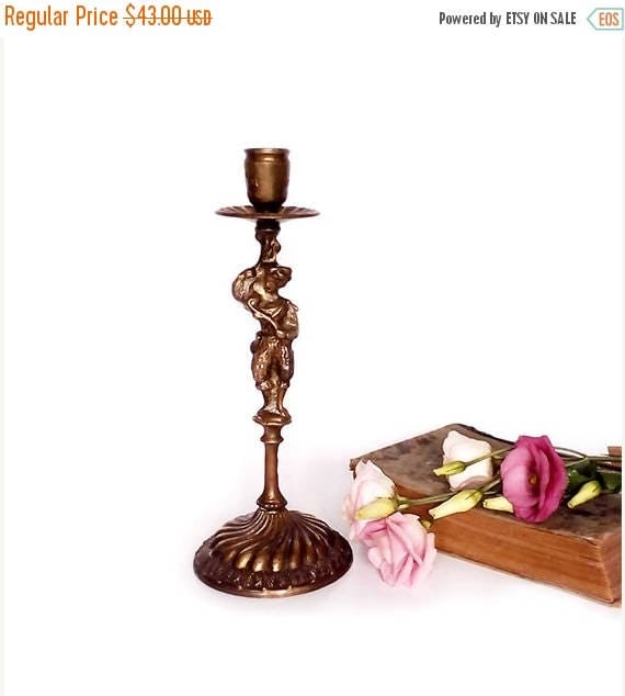 SALE Antique Bronze Candle Holder French Bronze Candle