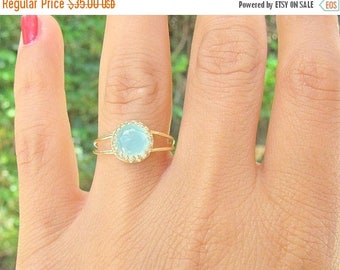 SALE - Gold opal ring - gold ring with pacific opal stone - gold ring - stackable ring - vintage ring - bridal jewelry