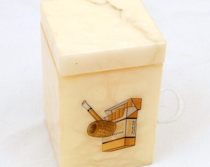 Vintage Mid Century Veined Alabaster Pipe Tobacco / Cigarette Rectangular Box, 1960s Stone Container, Retro Home Interior Decor, 1970s Box Vintage Mid Century Veined Alabaster Pipe Tobacco / Cigarette Rectangular Box, 1960s Stone Container, Retro Home Interior Decor, 1970s Box