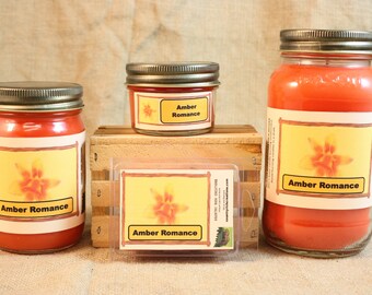 Amber Romance (VS Type) Scented Candle, Amber Romance (VS Type) Scented Wax Tart, 26 oz, 12 oz, 4 oz Jar Candles or 3.5 Clam Shell Wax Melts