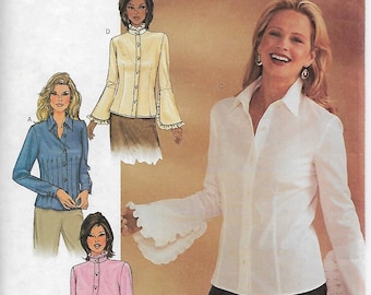 Butterick 3969 Size 6-8-10 or 18-20-22 Bust 30 1/2-31 1/2-32 1/2 or 40-42-44 Misses'/Misses' Petite Blouse Sewing Pattern 2003 Uncut