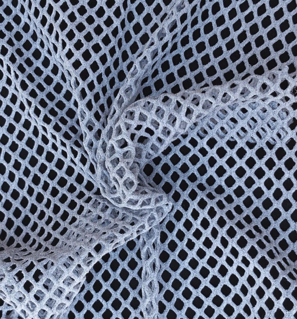 Gray Cotton Fishnet Fabric Knit By the Yard 6/17