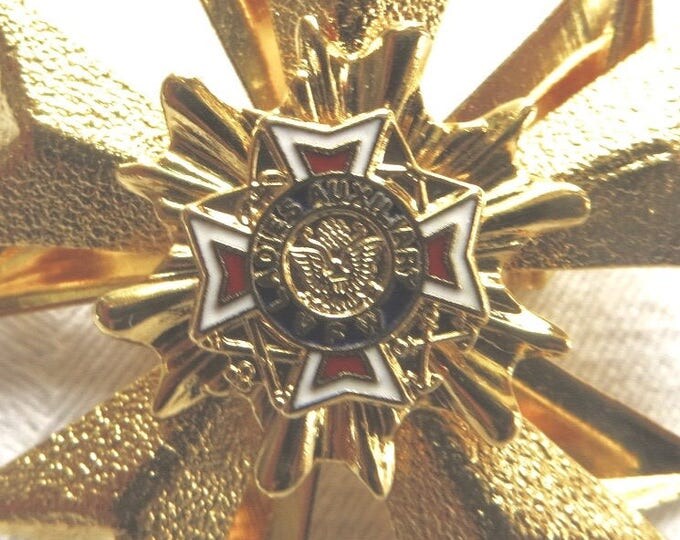 Vintage Maltese Cross Pin, Heraldic Brooch, VFW Ladies Auxiliary Pin Vintage VFW Jewelry World War ll Jewelry