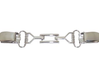 Silver Rectangle and Bars Cardigan Clip