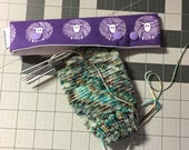 DPN case with three snaps -- fits 6" 7" or 8" DPNs -- SHEEP yarn ball themed