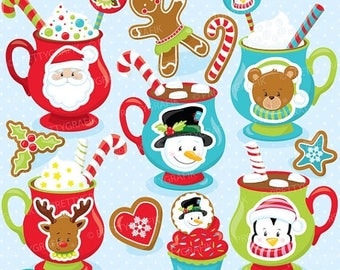 80% OFF SALE Christmas cocoa clipart commercial use, vector graphics, digital clip art, digital images, christmas cookies - CL754