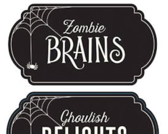 Halloween Cardstock Label Stickers | Halloween Labels | Halloween Party Food Labels | Chalkboard Style Halloween Food Labels
