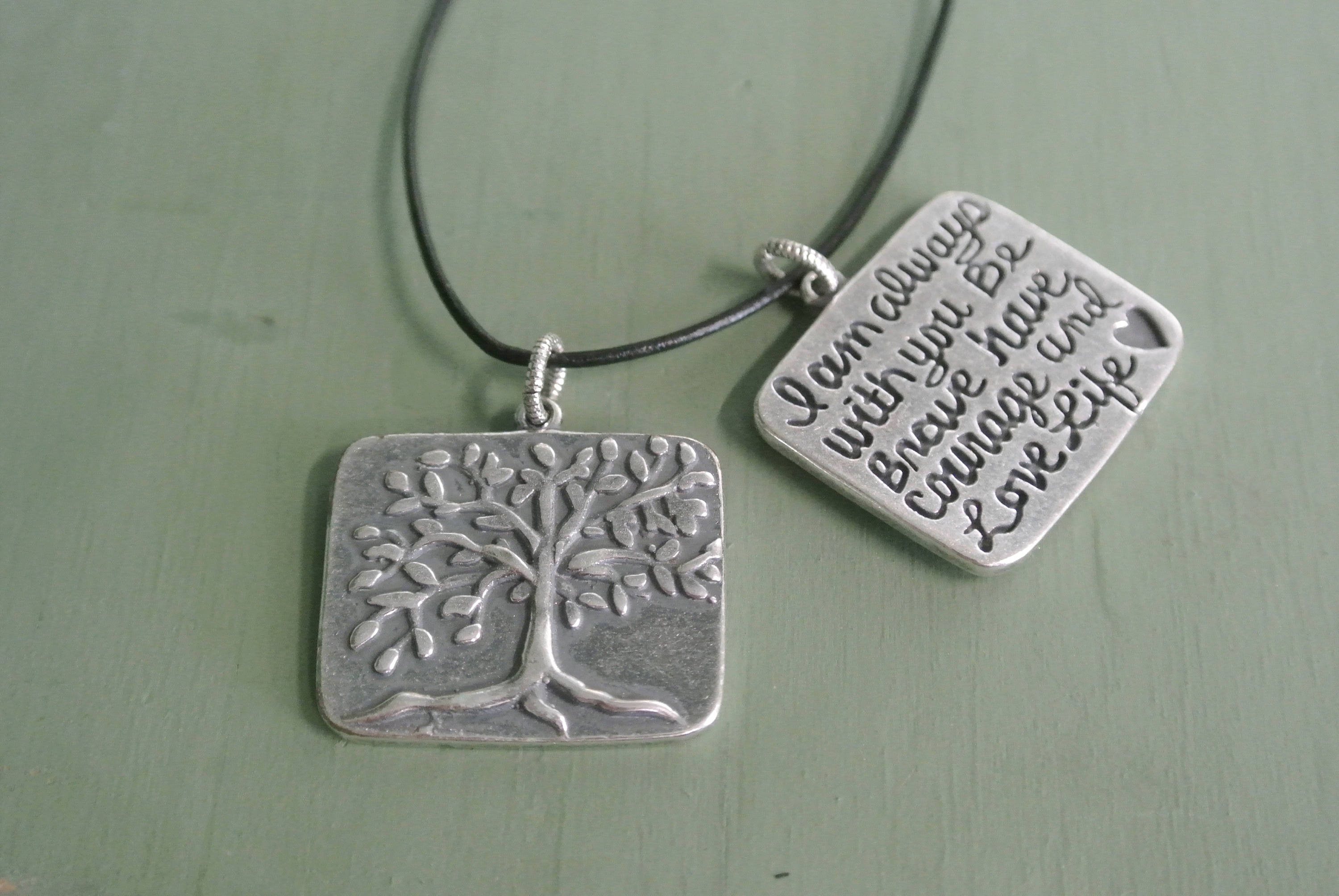 Tree Life Quote Necklace Leather Mother Daughter Gift Quote "I