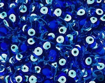 Bulk Set 25 1 1/4 Inch Blue Glass Turkish Evil Eye Good Luck Charm Greek Ornament Wholesale