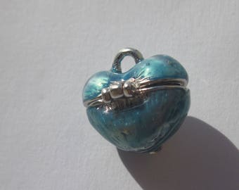 Pendant heart box working blue toned 1.7 cm high (6185)