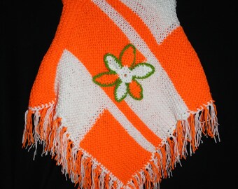 4 to 6 years child poncho orange and white