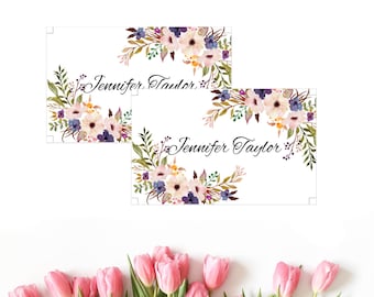 Boho place cards, placement template, name card template, flat place cards, place cards template, place card template, floral place cards,