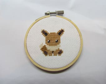 Eevee Cross Stitch Hoop