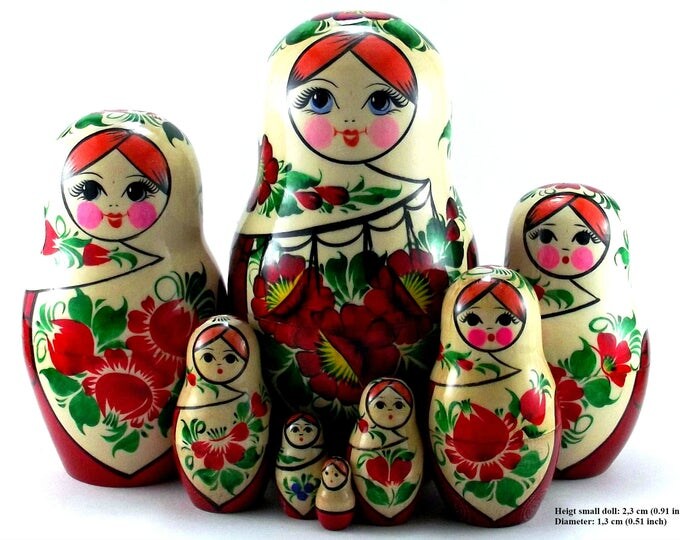 Nesting Dolls 8 pc Russian Matryoshka doll Russian stacking dolls for kids Babushka doll Wooden russian doll Authentic matryoshka Sudarushka