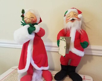 Vintage Christmas Annalee Santa Claus Mrs. Claus - Christmas Decor - Annalee Dolls
